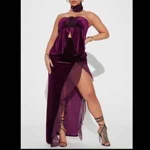 Sexy night skirt set - eggplant